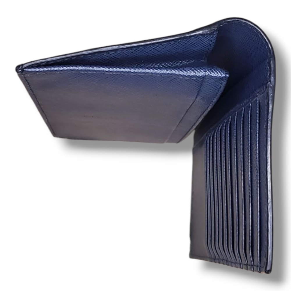Prada Bicolor Black & Blue Saffiano Leather Long Wallet Sleek Minimalist Design - Picture 6 of 14